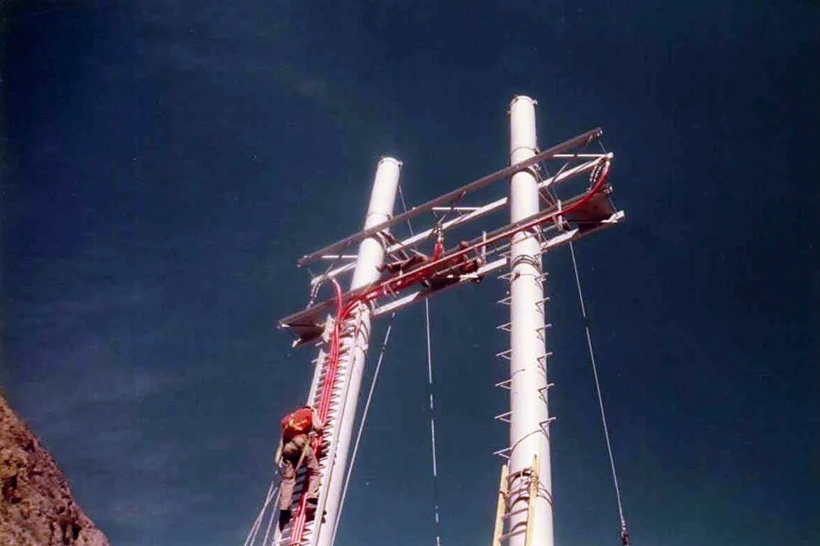 Montaje de una línea de media tensión de 33 kV en Minera Alumbrera
